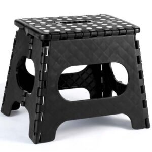 Home Folding Step Stool - Foot Stool with 11 Inch Height - Holds Up to 300 lbs - Lightweight Plastic Foldable Step Stool for Kitchen, Bathroom & Living Room, Black