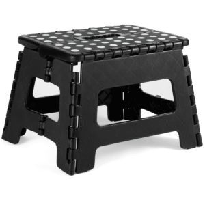 Home Folding Step Stool - Foot Stool with 9 Inch Height - Holds Up to 300 lbs - Lightweight Plastic Foldable Step Stool for Kitchen, Bathroom & Living Room, Black