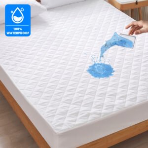 100% Waterproof Mattress Protector King Size, Bed bug Proof Mattress Cover Hypoallergenic Mattress Encasement, Breathable Soft Noiseless Washable Mattress Pad Cover, 3"-18" Deep Pocket